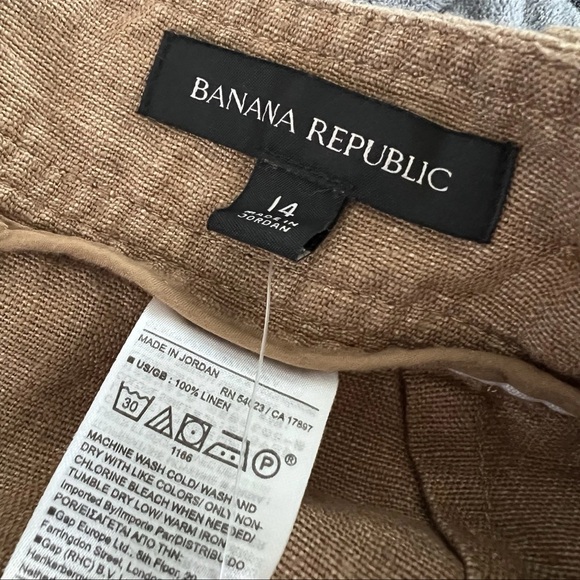 Banana Republic Minna Wide Leg Pants Womens 14 100% Linen Tan Brown T - Picture 7 of 10
